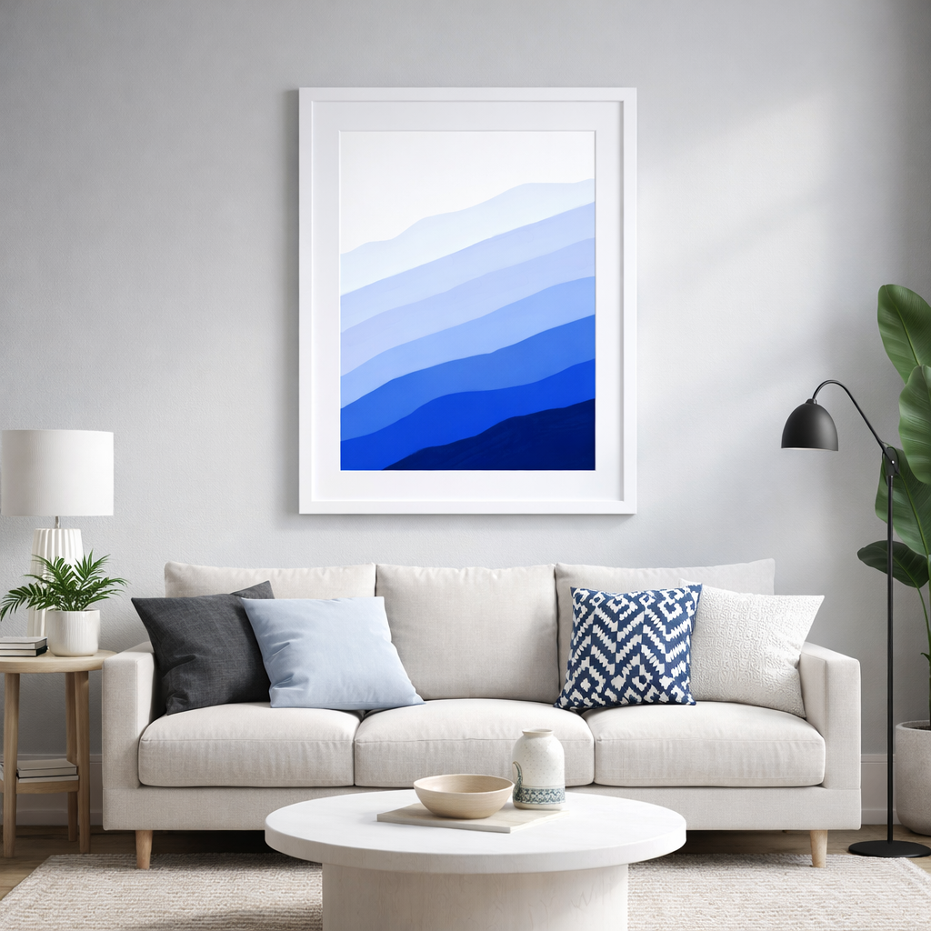Blue and White Ombre CANVAS wall art 20 cms x 20 cms ( 8"x8")