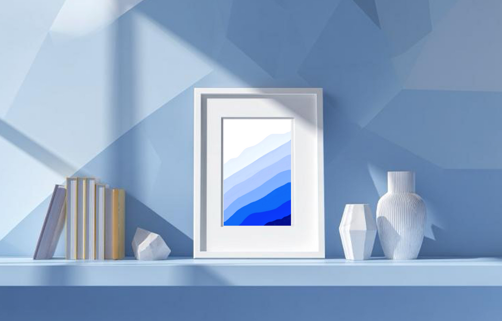 Navy to White Gradient Wall Art – Printable Home Décor-