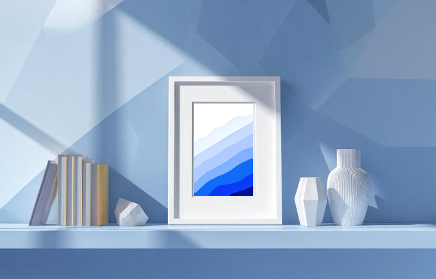 Navy to White Gradient Wall Art – Printable Home Décor-