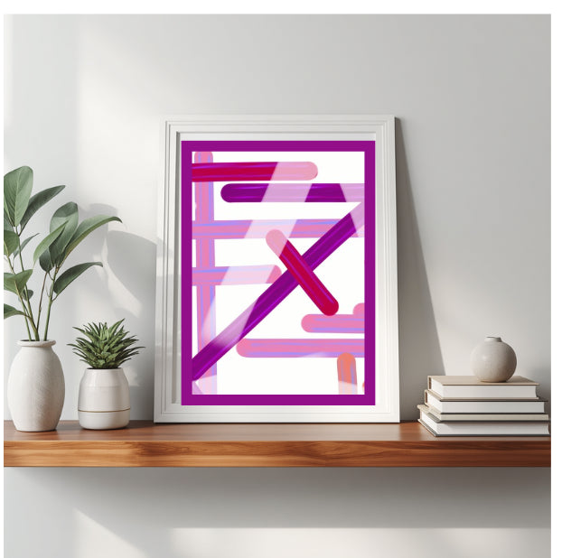 Modern pink abstract fine art print on silk finish paper