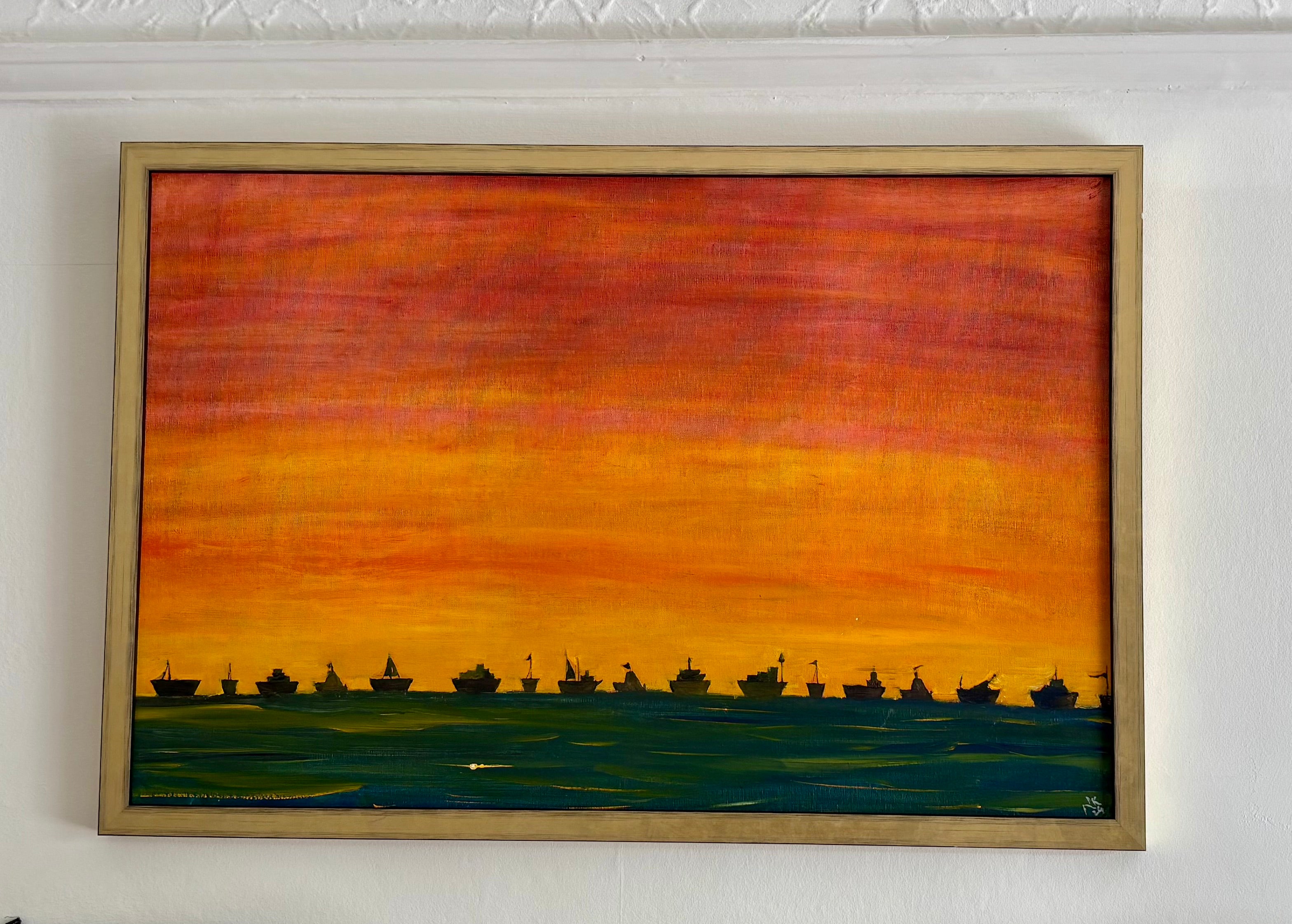 Sunset at Sea — Original Oil Painting by Naila Siddiqui-Kamal