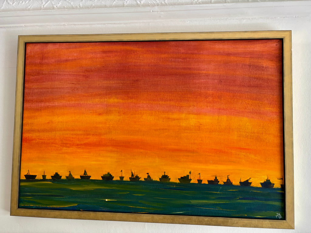 Sunset at Sea — Original Oil Painting by Naila Siddiqui-Kamal