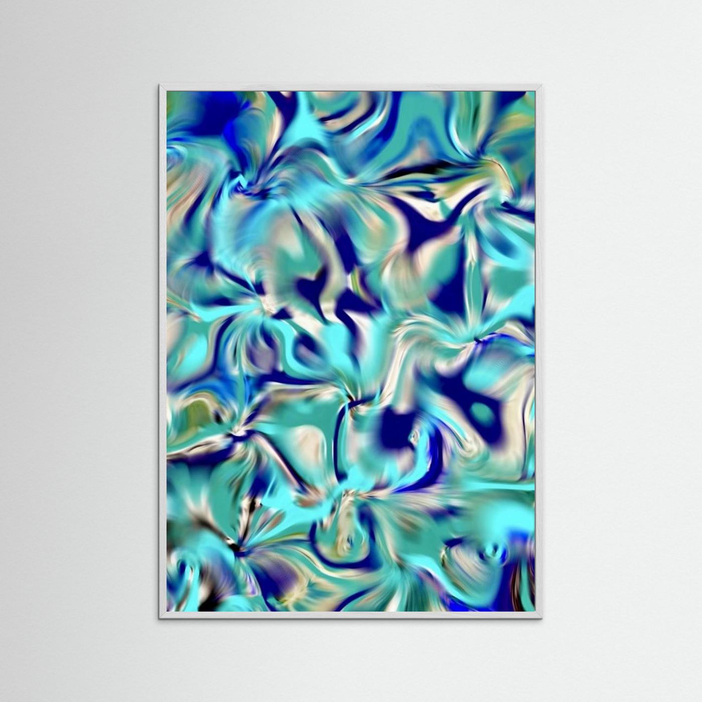 "Turquoise Tide" — Fluid Abstract Digital Print